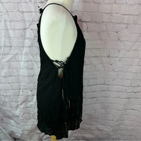 NWT libby story boutique beachwear mini dress coverup sz small corset tie sides - Picture 2 of 11